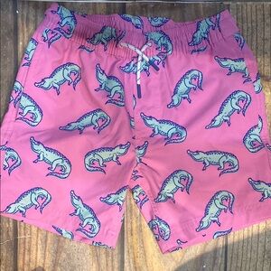 Boys size M Pink Alligator Print Swim Shorts
